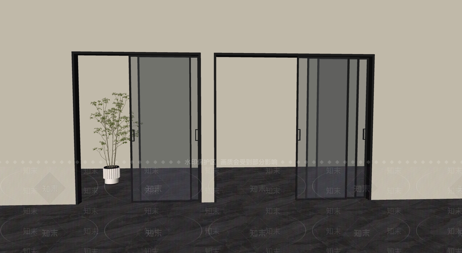 现代推拉门SU模型下载【ID:1200707593】