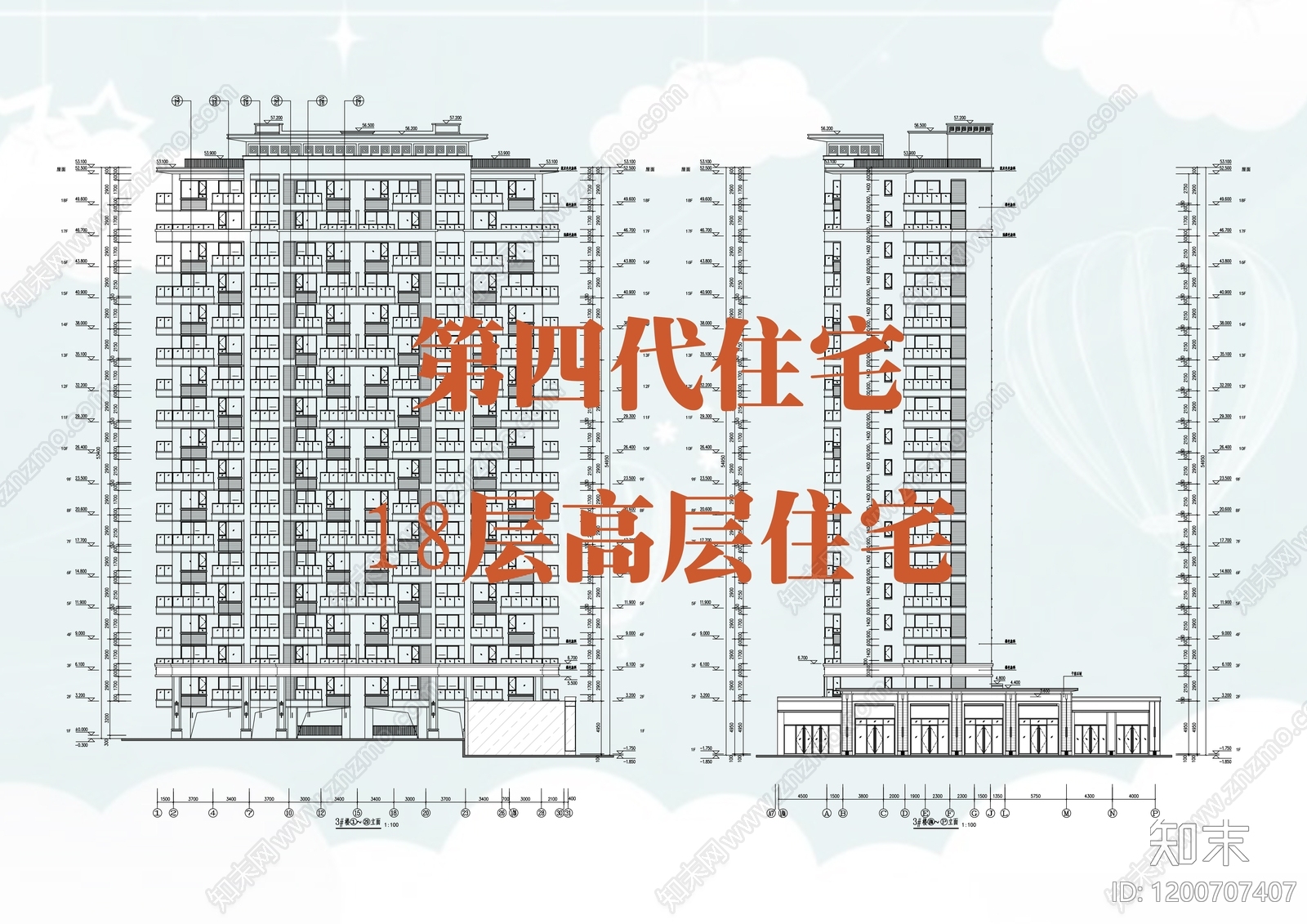 现代住宅楼建筑施工图下载【ID:1200707407】
