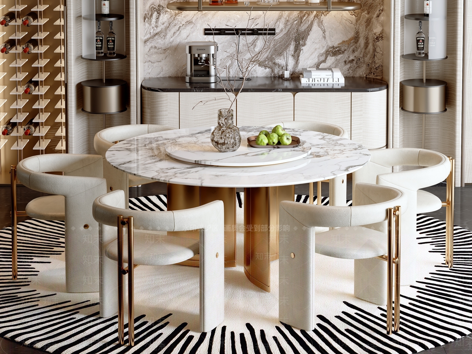 轻奢餐桌椅3D模型下载【ID:1200711367】