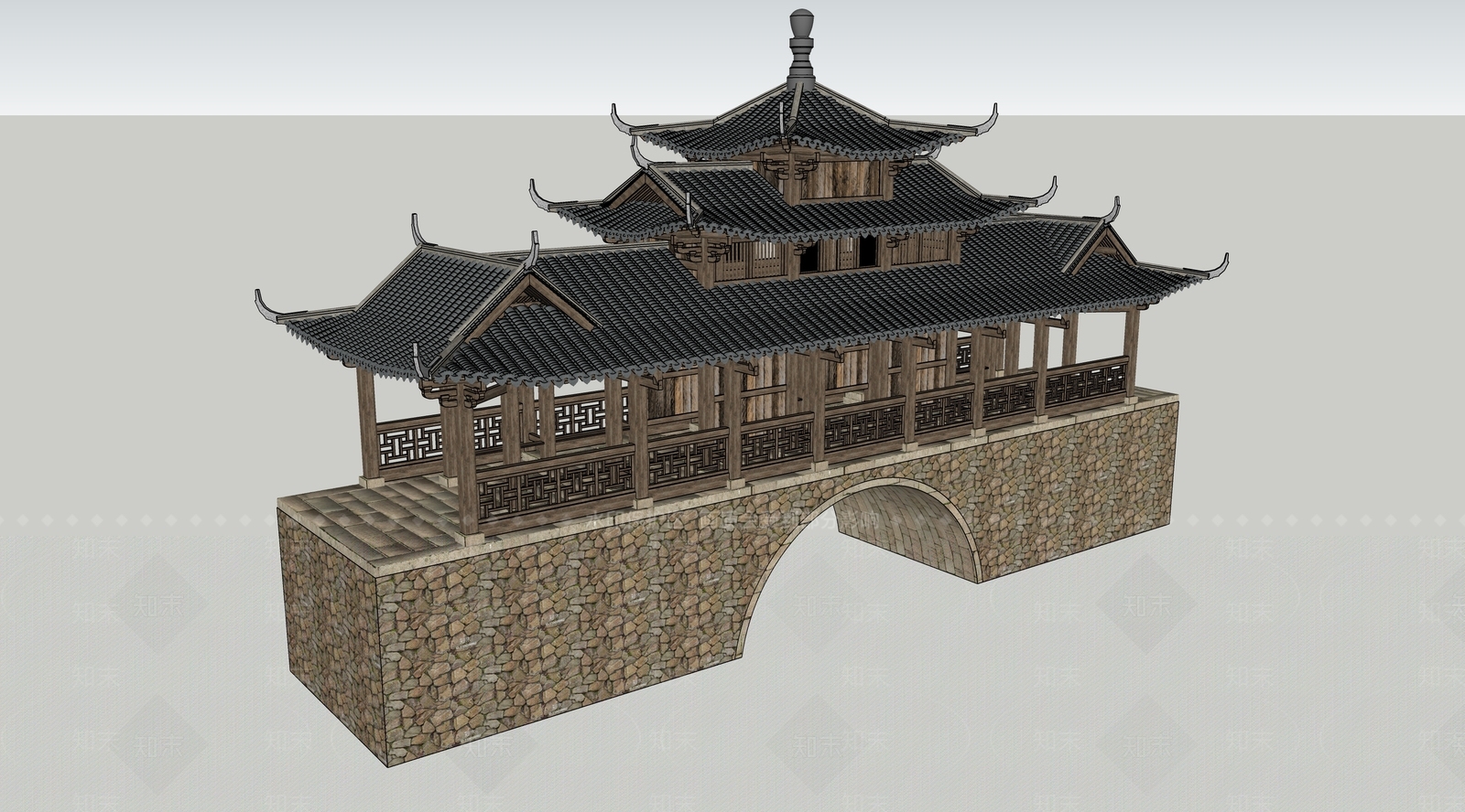 中式大桥SU模型下载【ID:1200714162】