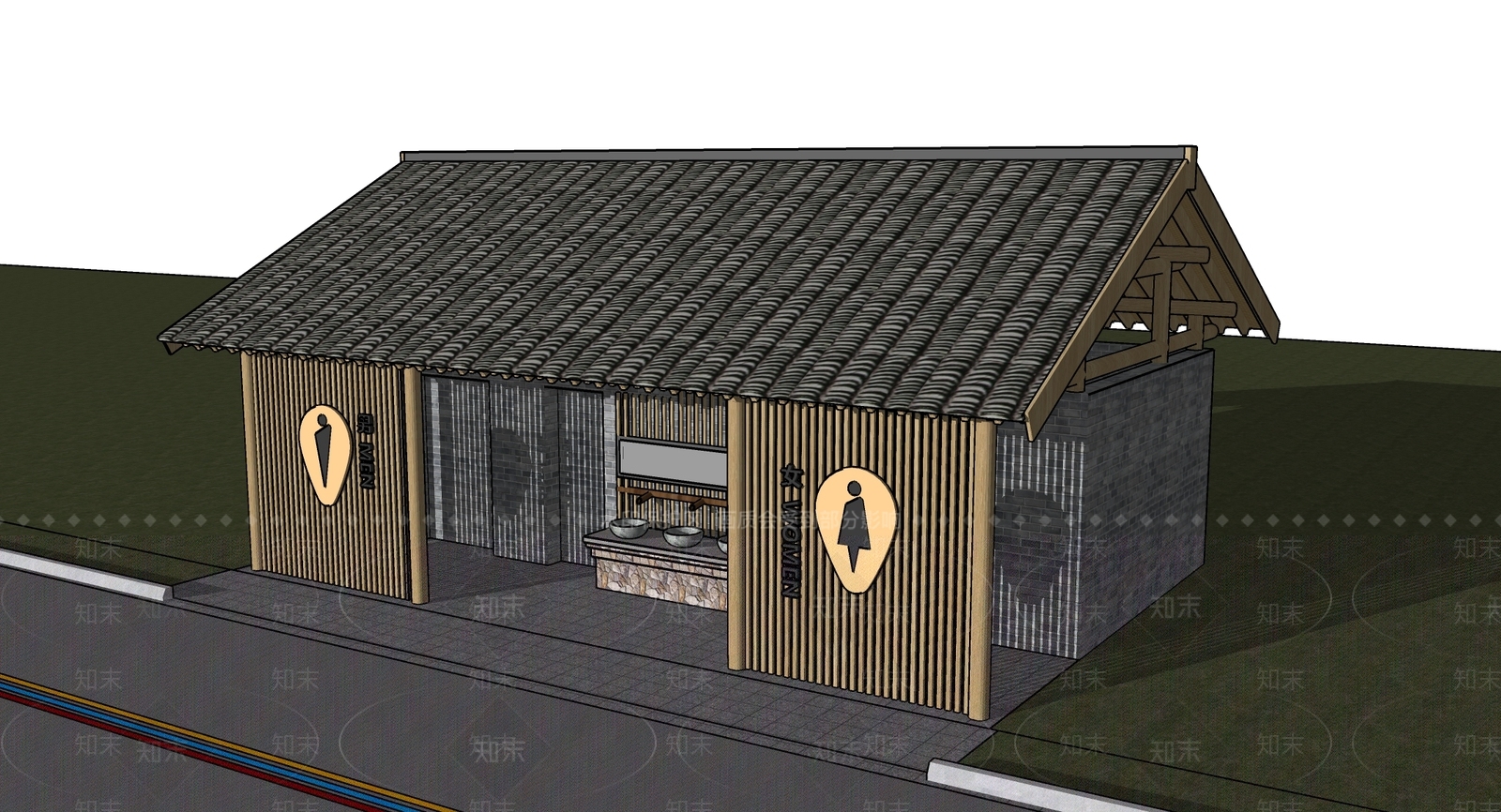 新中式小公建SU模型下载【ID:1200715121】