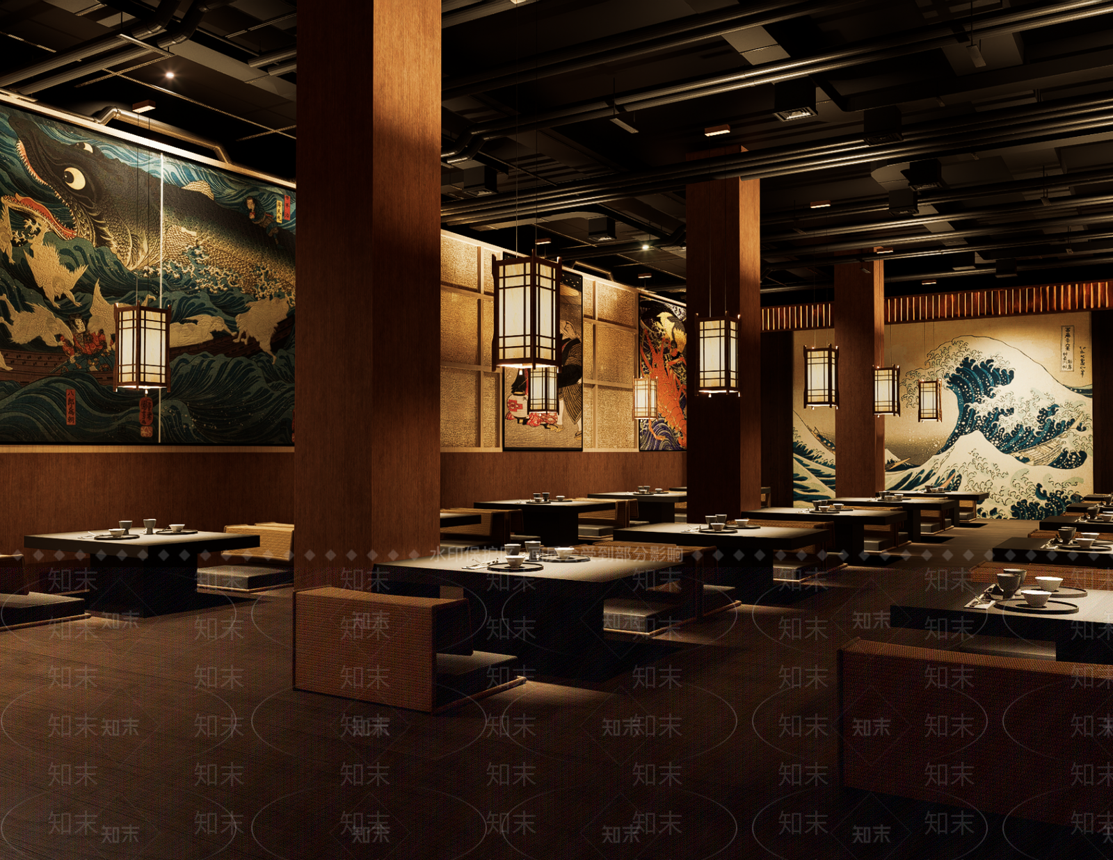 日式现代日料店SU模型下载【ID:1200716172】