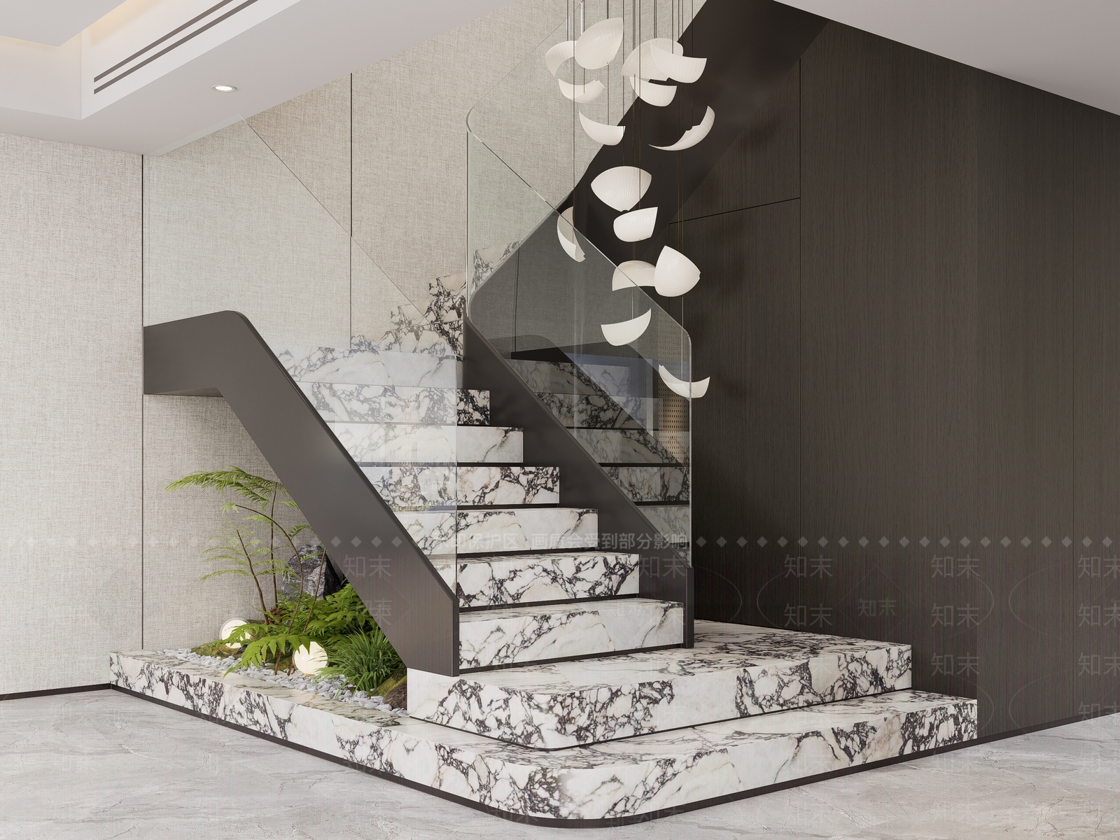 现代楼梯间SU模型下载【ID:1200716967】