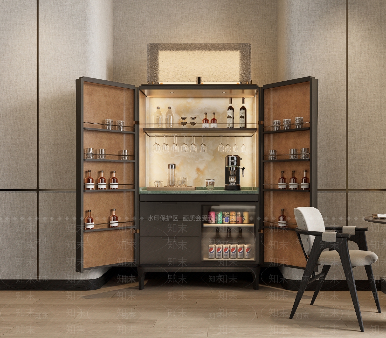 现代轻奢酒柜SU模型下载【ID:1200717256】