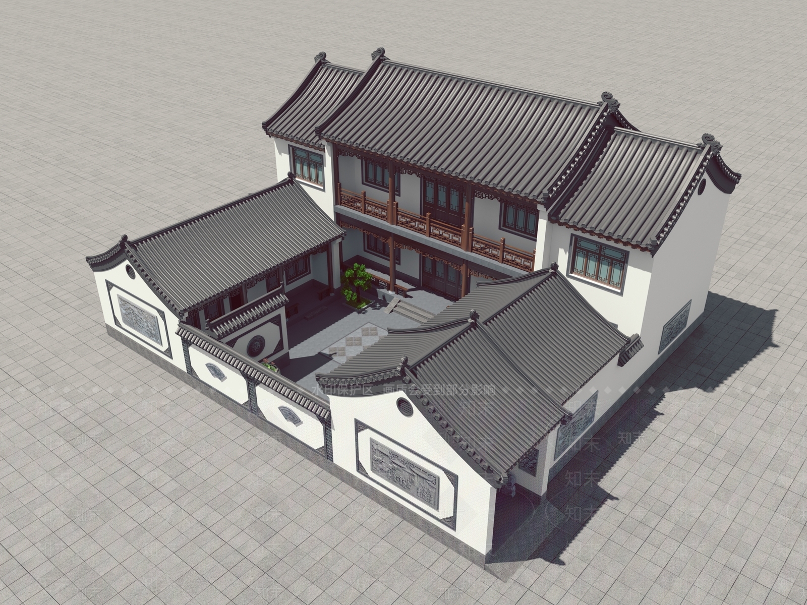 中式四合院SU模型下载【ID:1200720648】