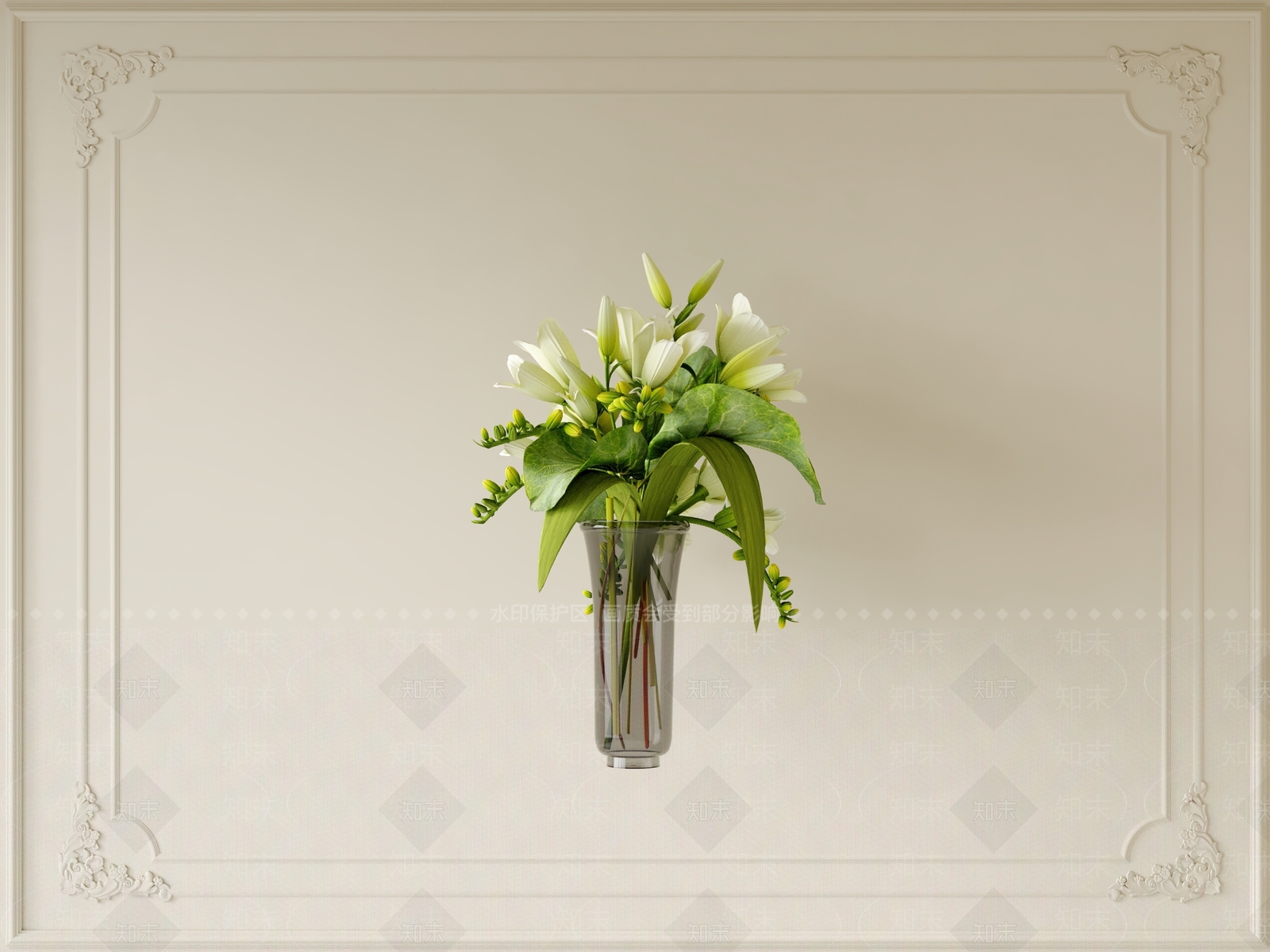 新中式中古花艺3D模型下载【ID:1200722975】