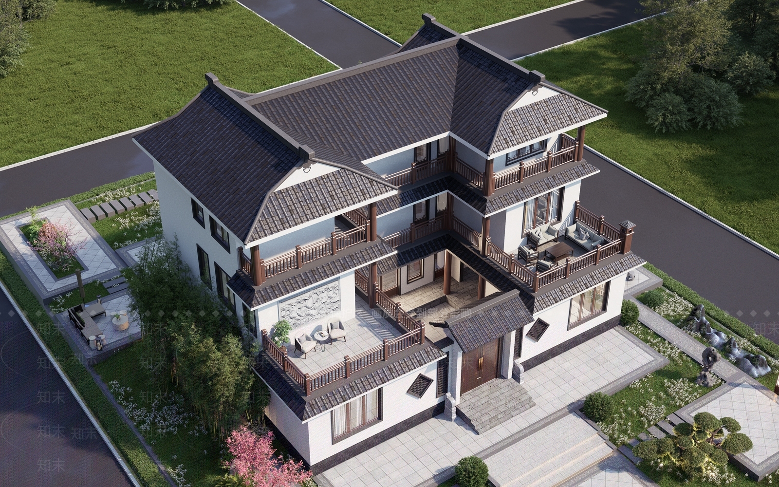 中式乡村民房SU模型下载【ID:1200723207】