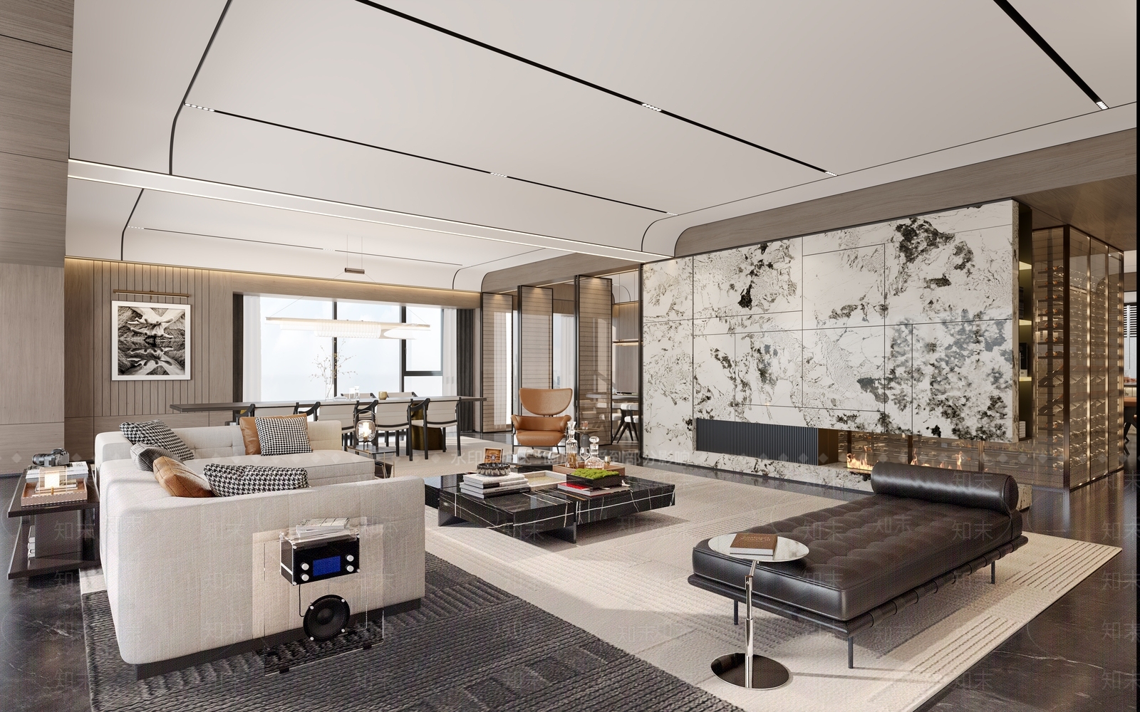 新中式现代别墅客厅3D模型下载【ID:1200724675】