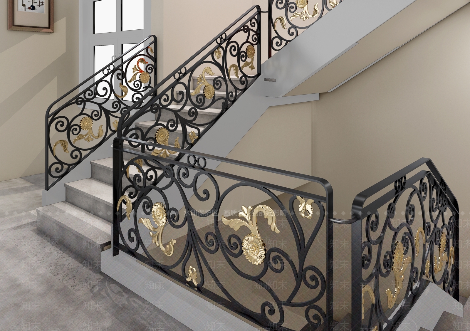 简欧现代别墅客厅3D模型下载【ID:1200725141】