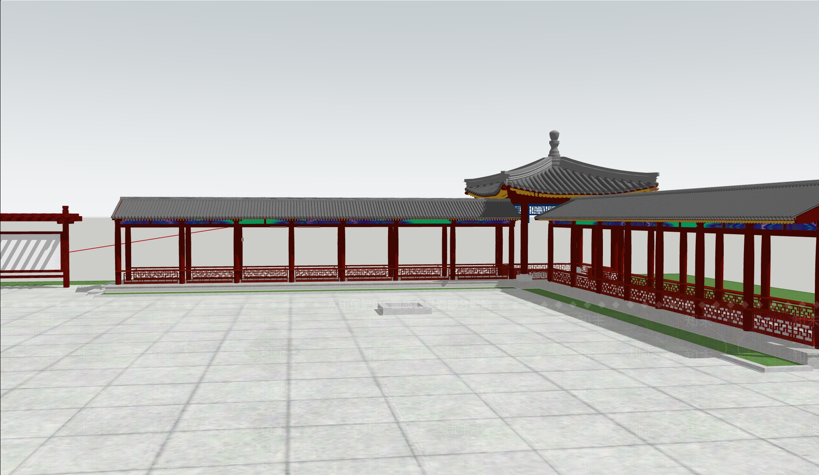 中式古建筑SU模型下载【ID:1200727907】