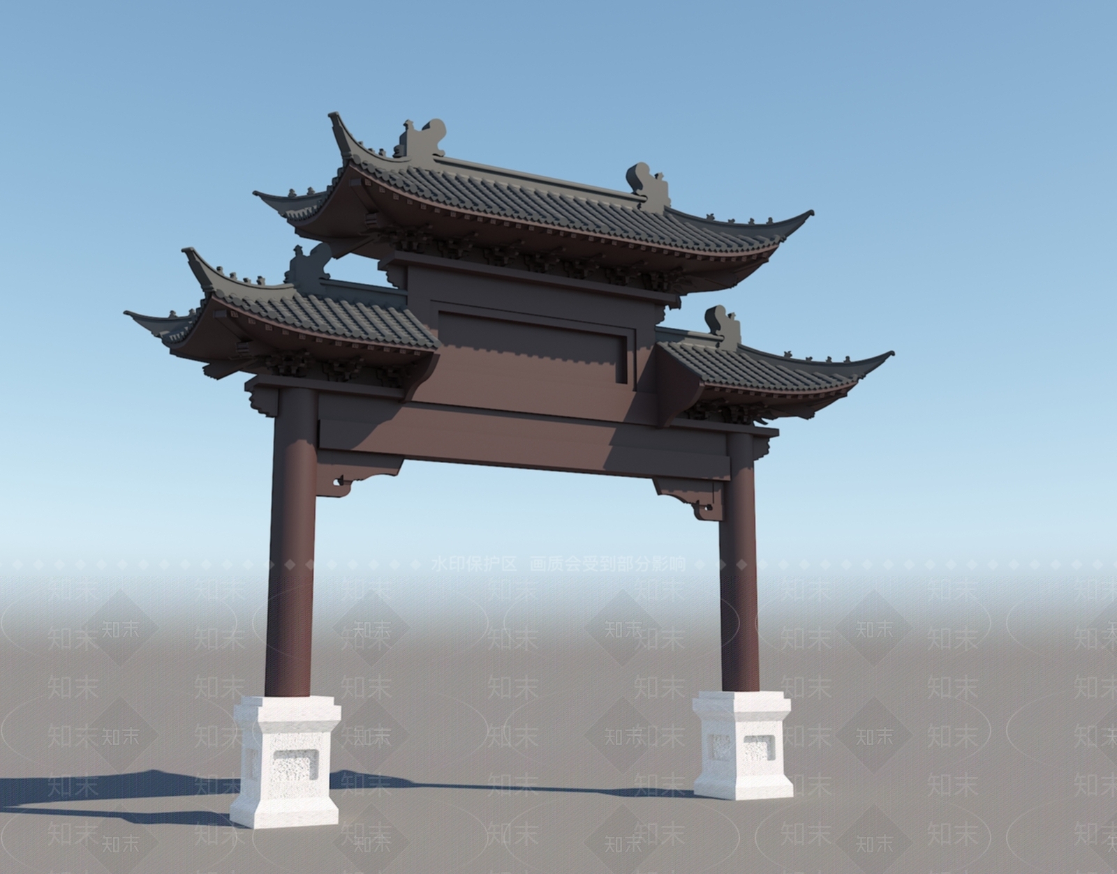 中式牌楼牌坊3D模型下载【ID:1200728465】