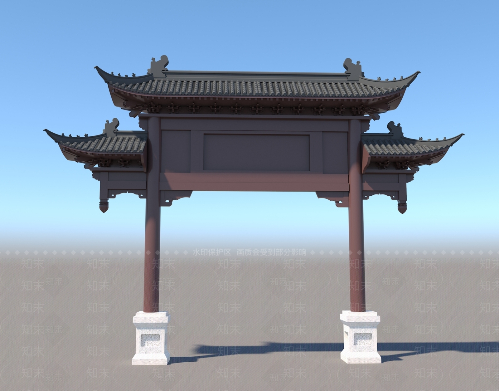 中式牌楼牌坊3D模型下载【ID:1200729288】