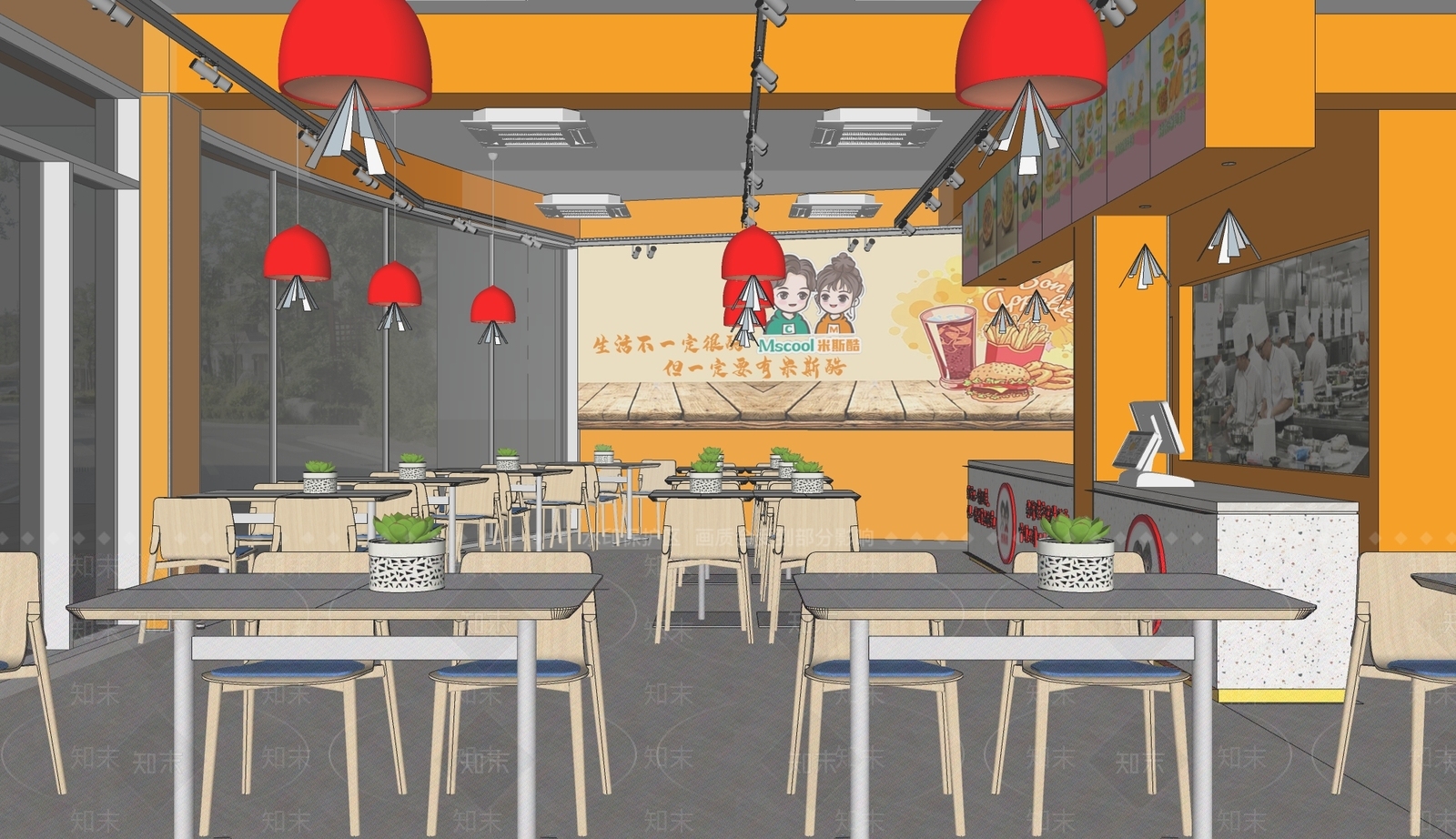 现代快餐店SU模型下载【ID:1200729508】