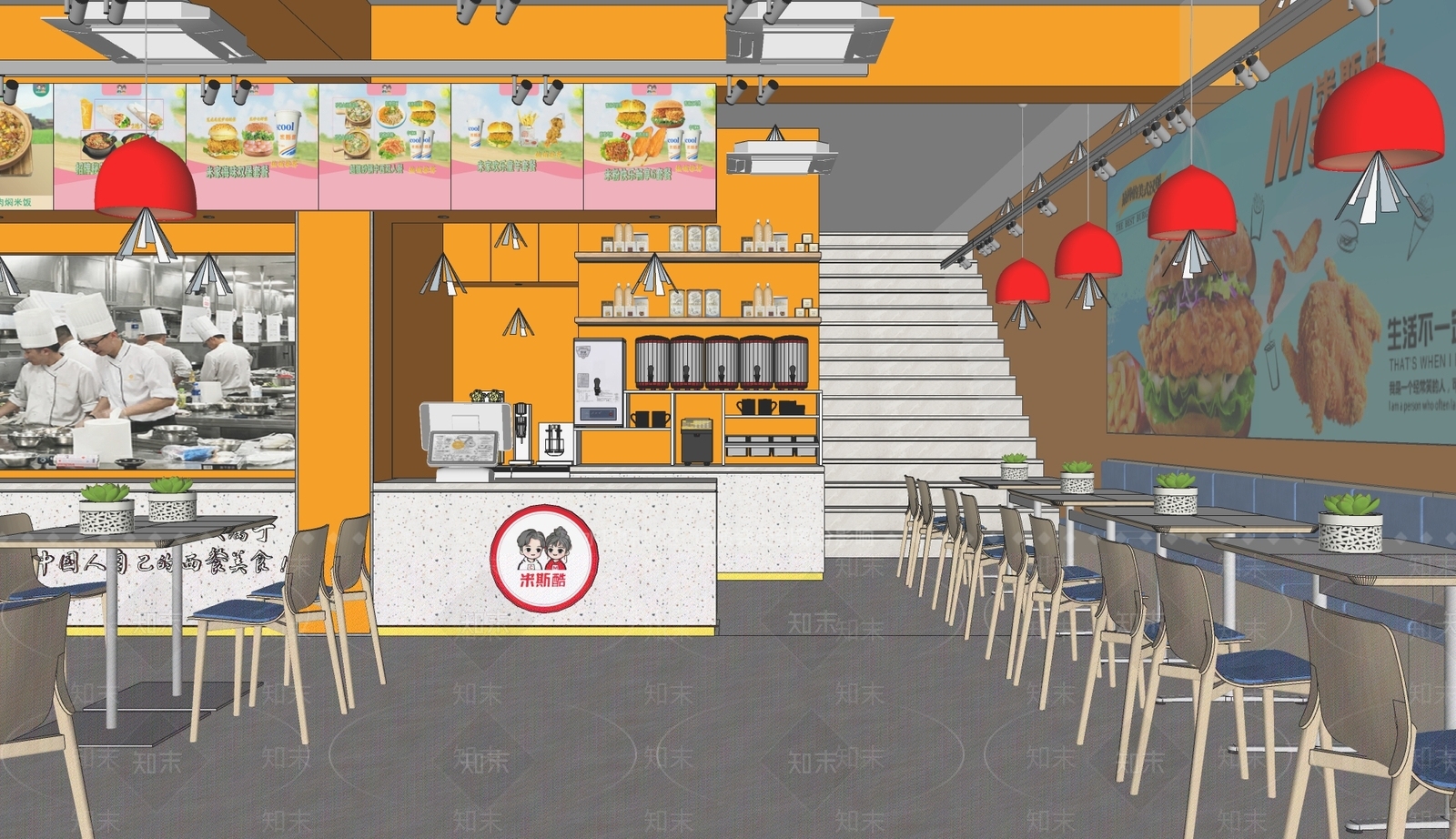现代快餐店SU模型下载【ID:1200729508】