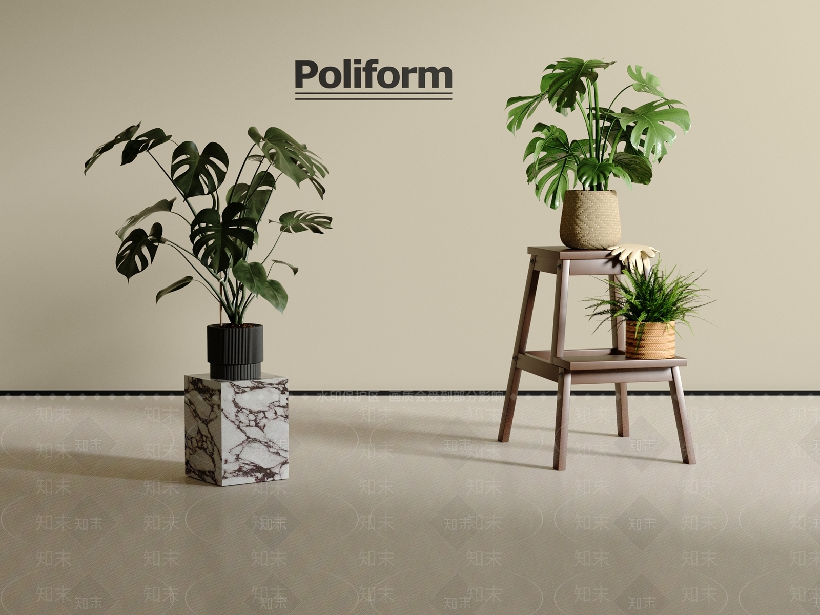 现代中古绿植摆件3D模型下载【ID:1200730131】