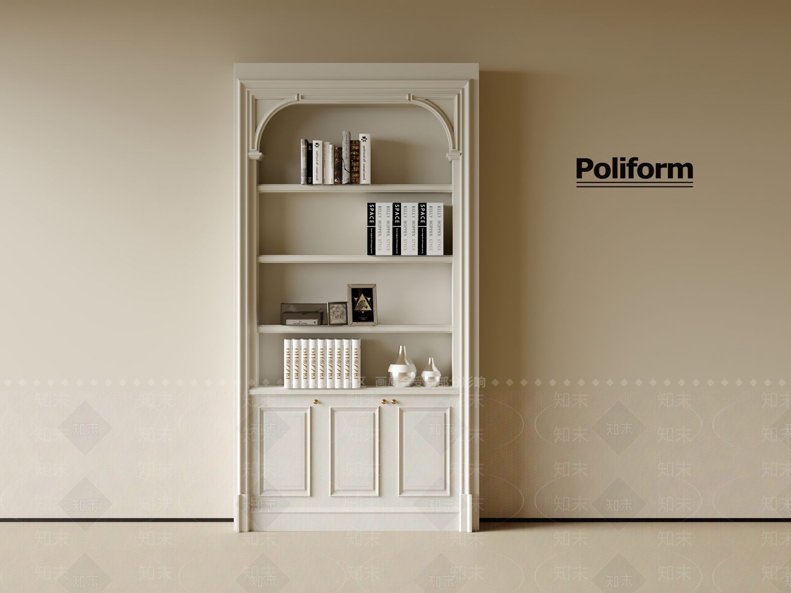 现代法式书柜3D模型下载【ID:1200730384】