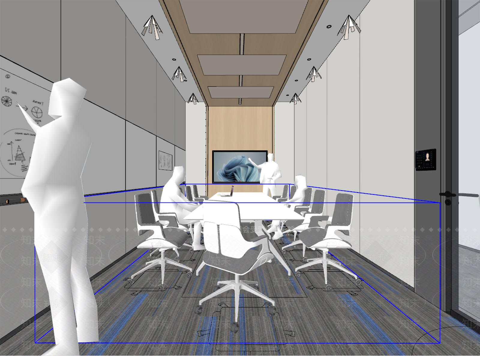 现代简约会议室SU模型下载【ID:1200733013】