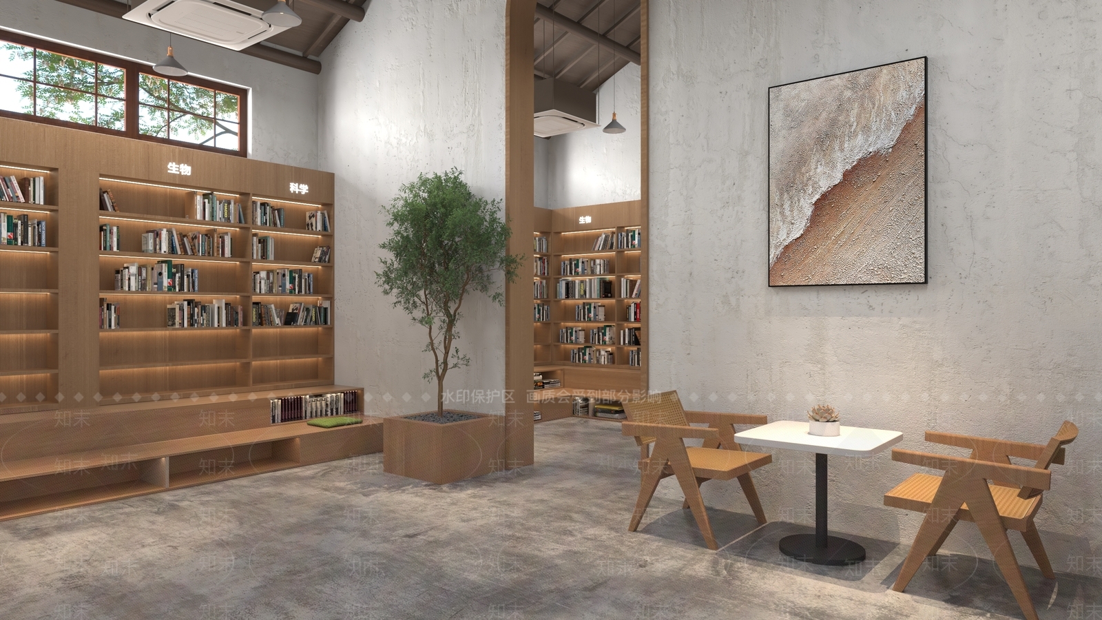 新中式图书馆3D模型下载【ID:1200733866】