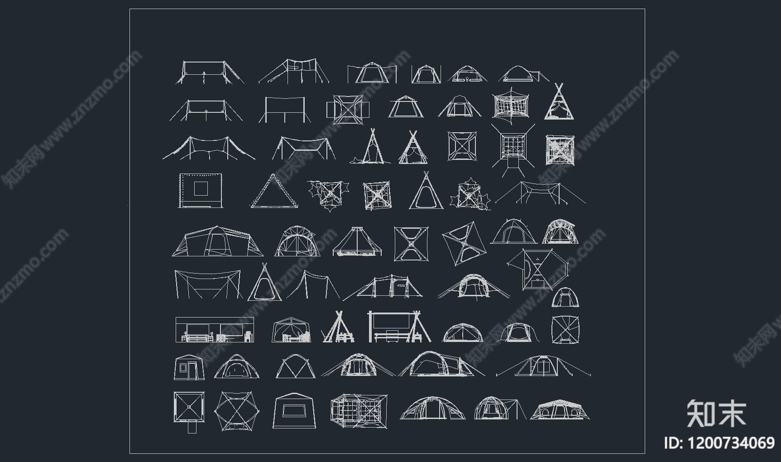 现代帐篷施工图下载【ID:1200734069】