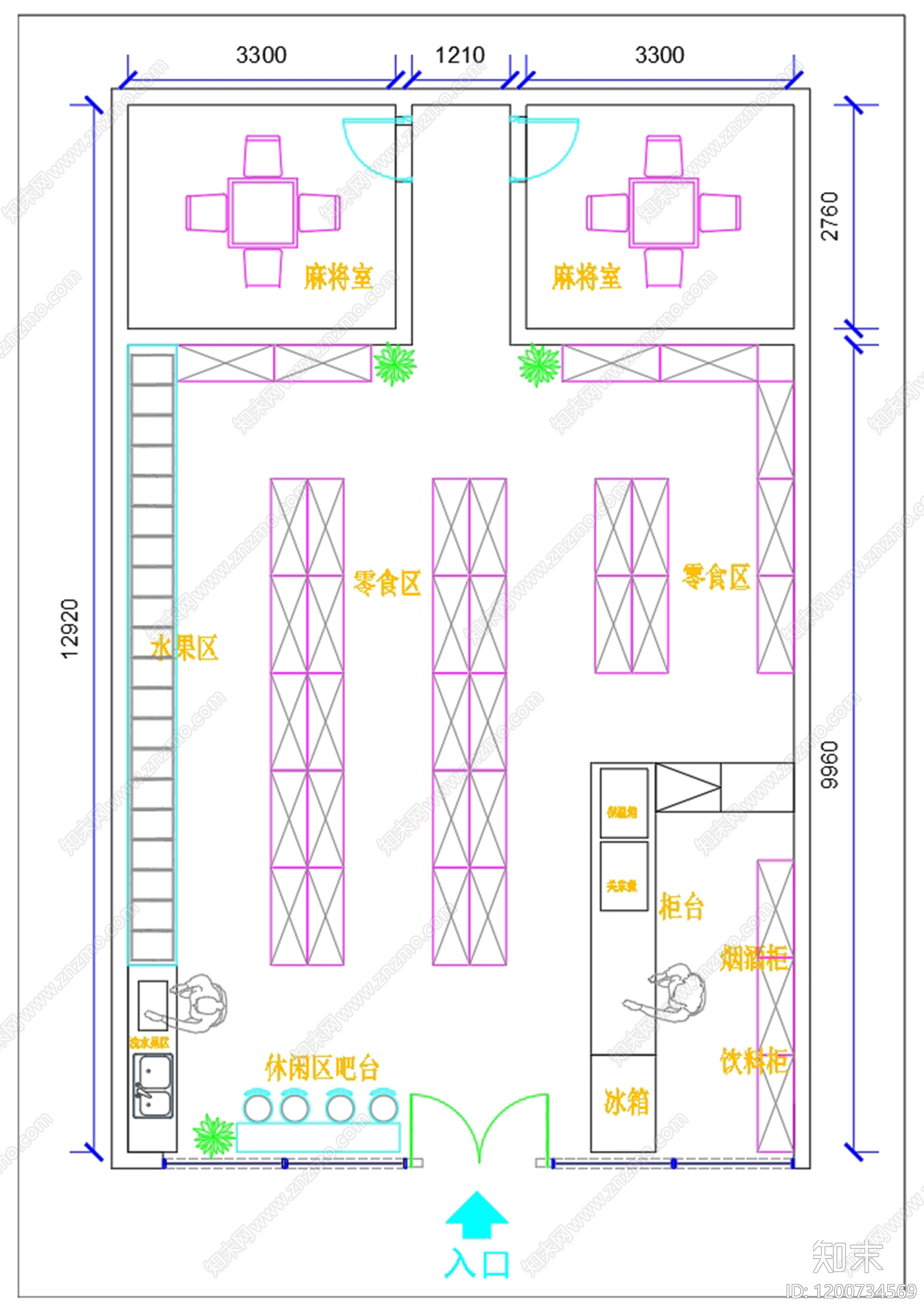 现代超市cad施工图下载【ID:1200734569】