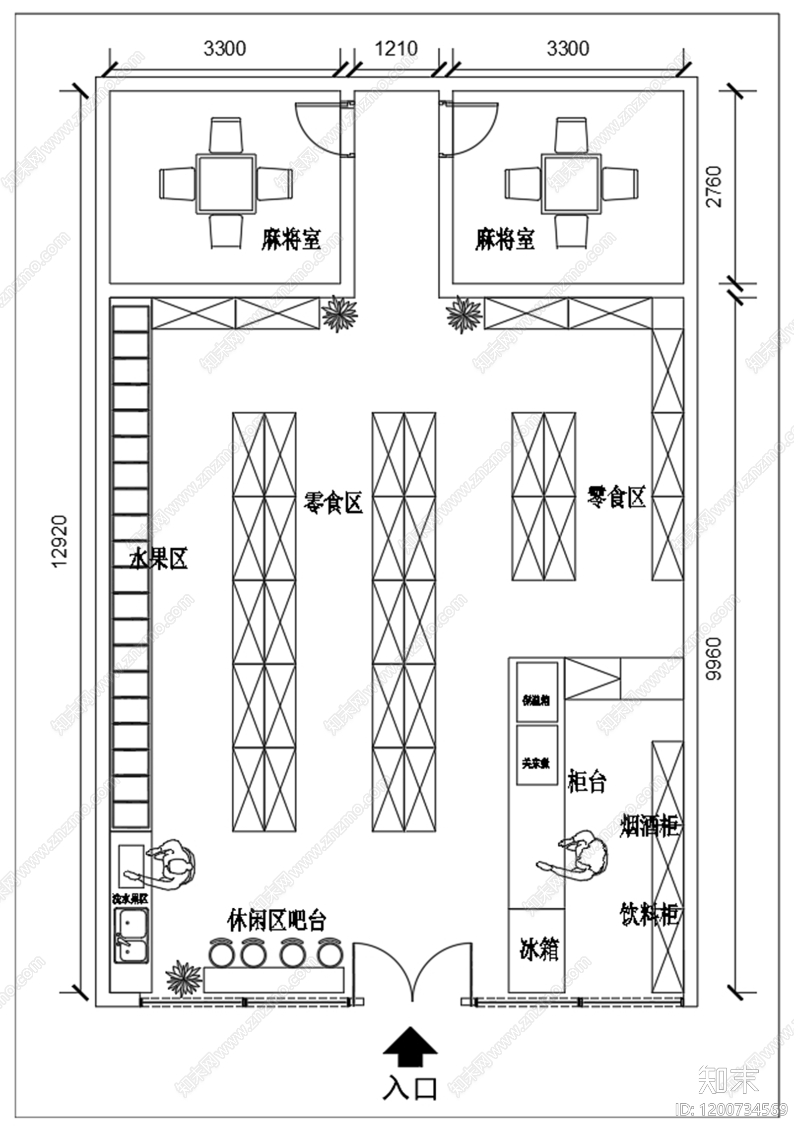 现代超市cad施工图下载【ID:1200734569】