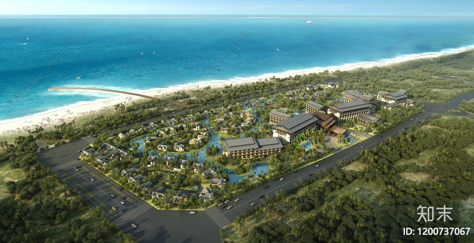 现代新中式公园鸟瞰图下载【ID:1200737067】