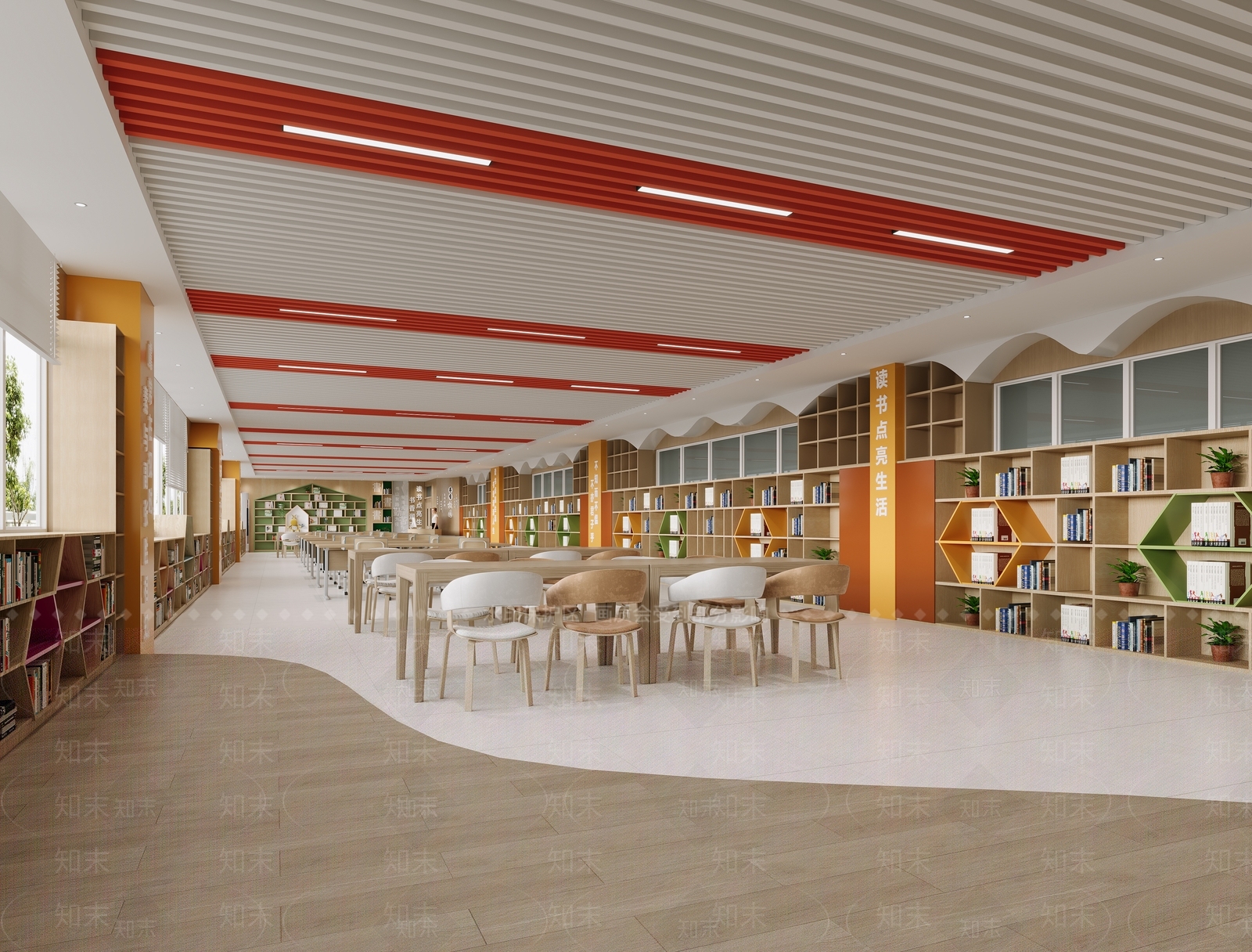 现代新中式图书馆3D模型下载【ID:1200737835】