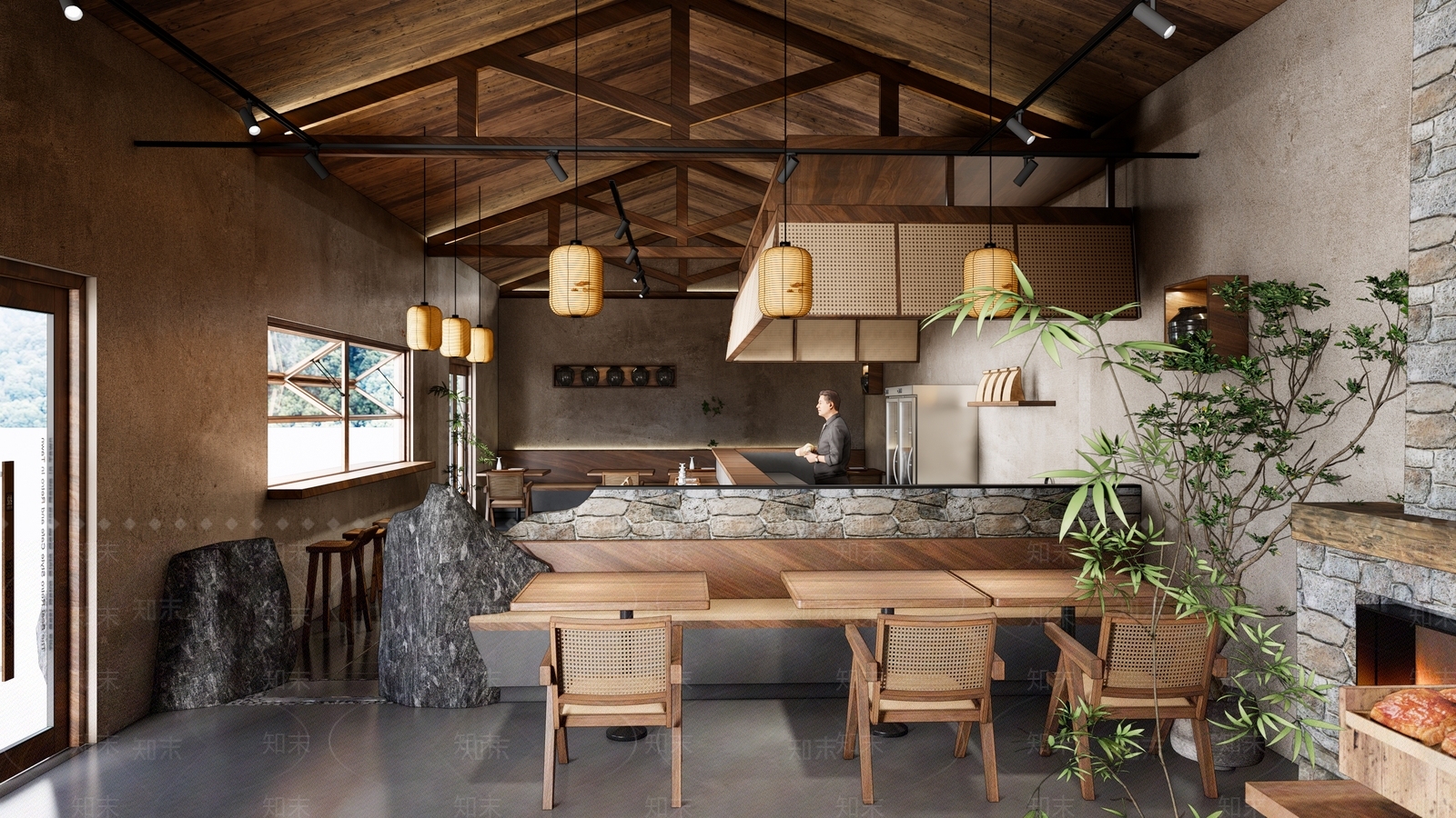 新中式复古茶餐厅SU模型下载【ID:1200737844】