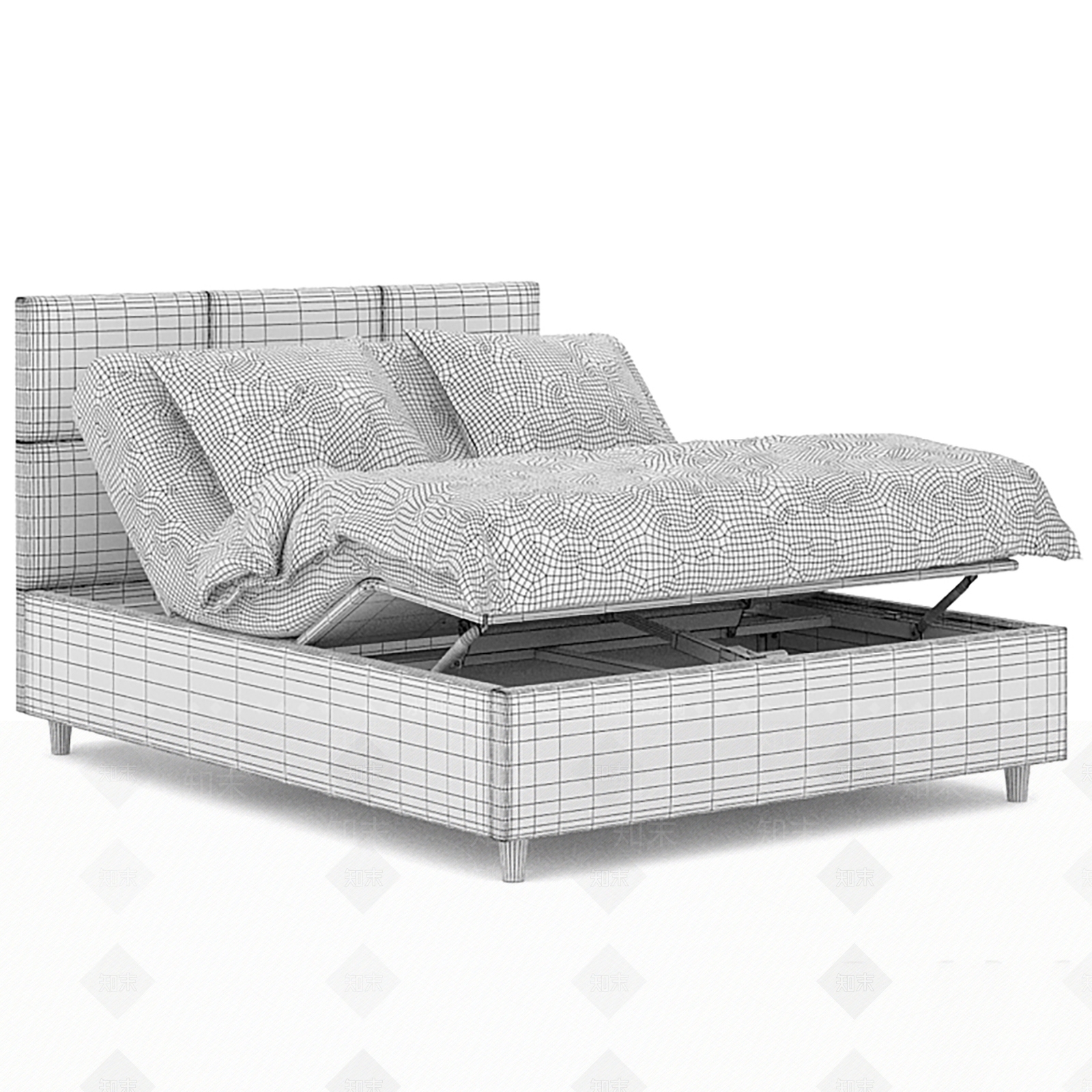 现代简约双人床3D模型下载【ID:1200742047】