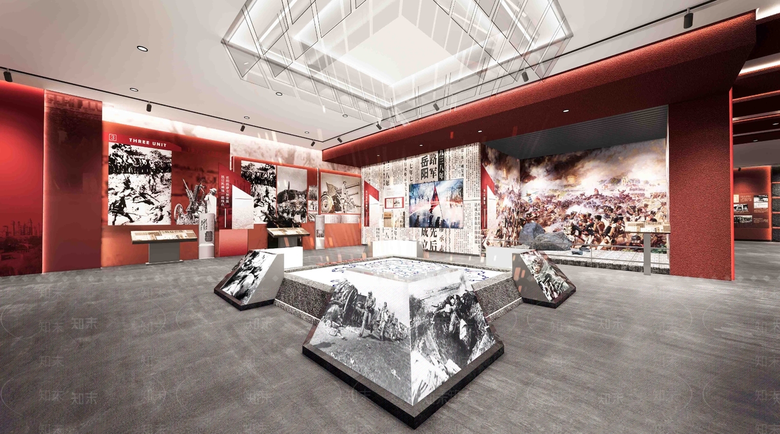 中式现代博物馆展厅SU模型下载【ID:1200742353】