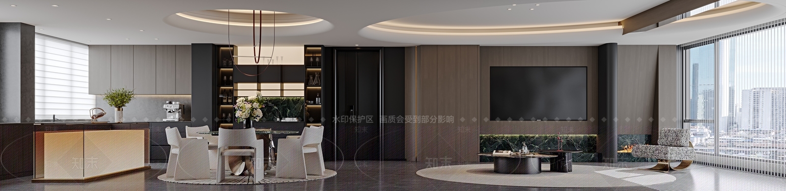 意式轻奢家居客厅3D模型下载【ID:1200742551】