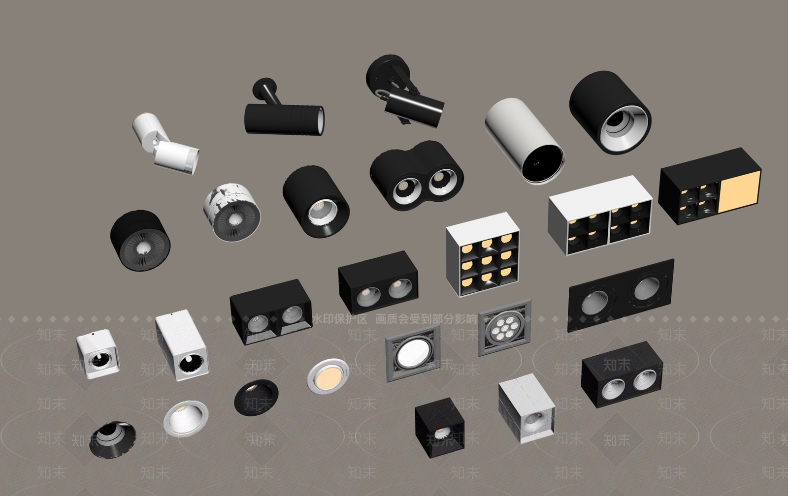 现代轻奢筒灯射灯SU模型下载【ID:1200743052】