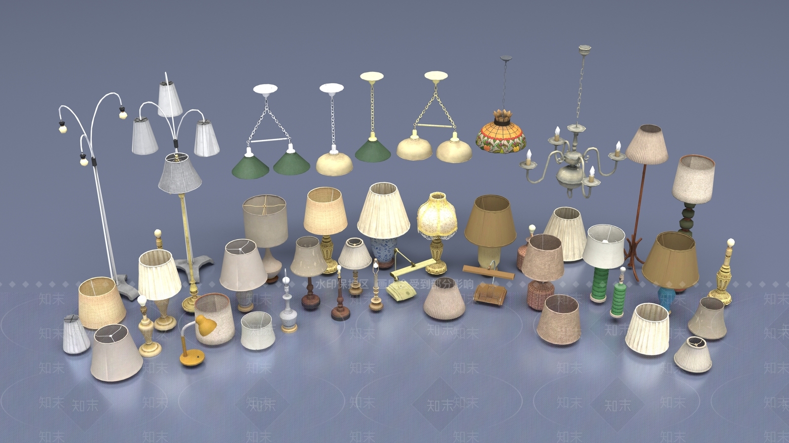 现代灯具组合3D模型下载【ID:1200743112】