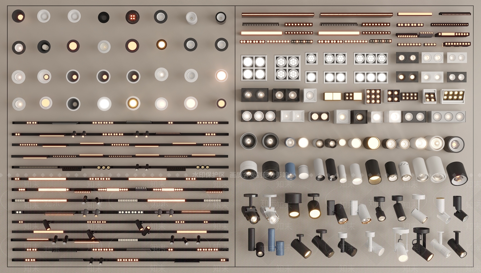 现代极简筒灯射灯SU模型下载【ID:1200743422】
