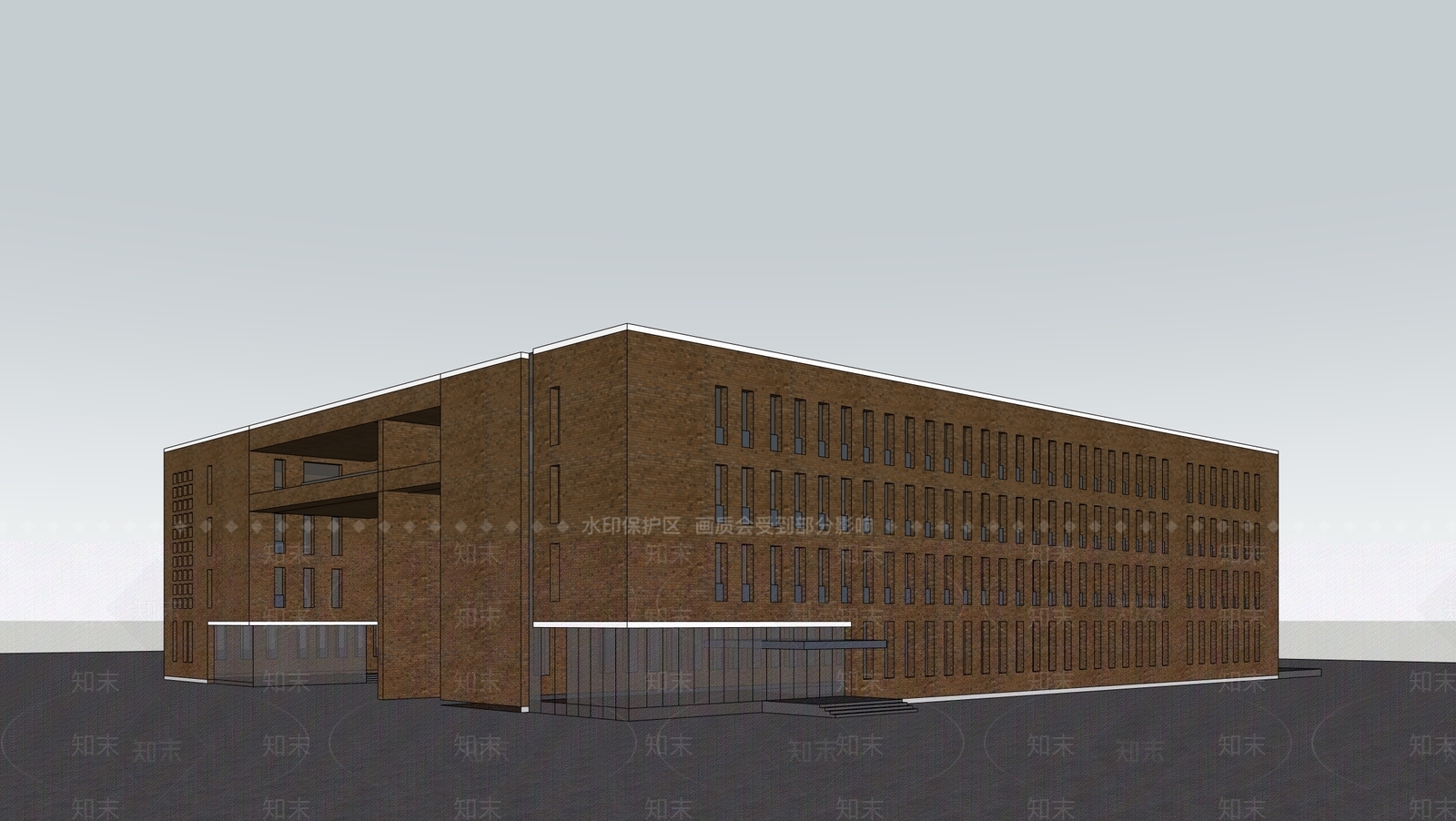 现代学校建筑SU模型下载【ID:1200744335】