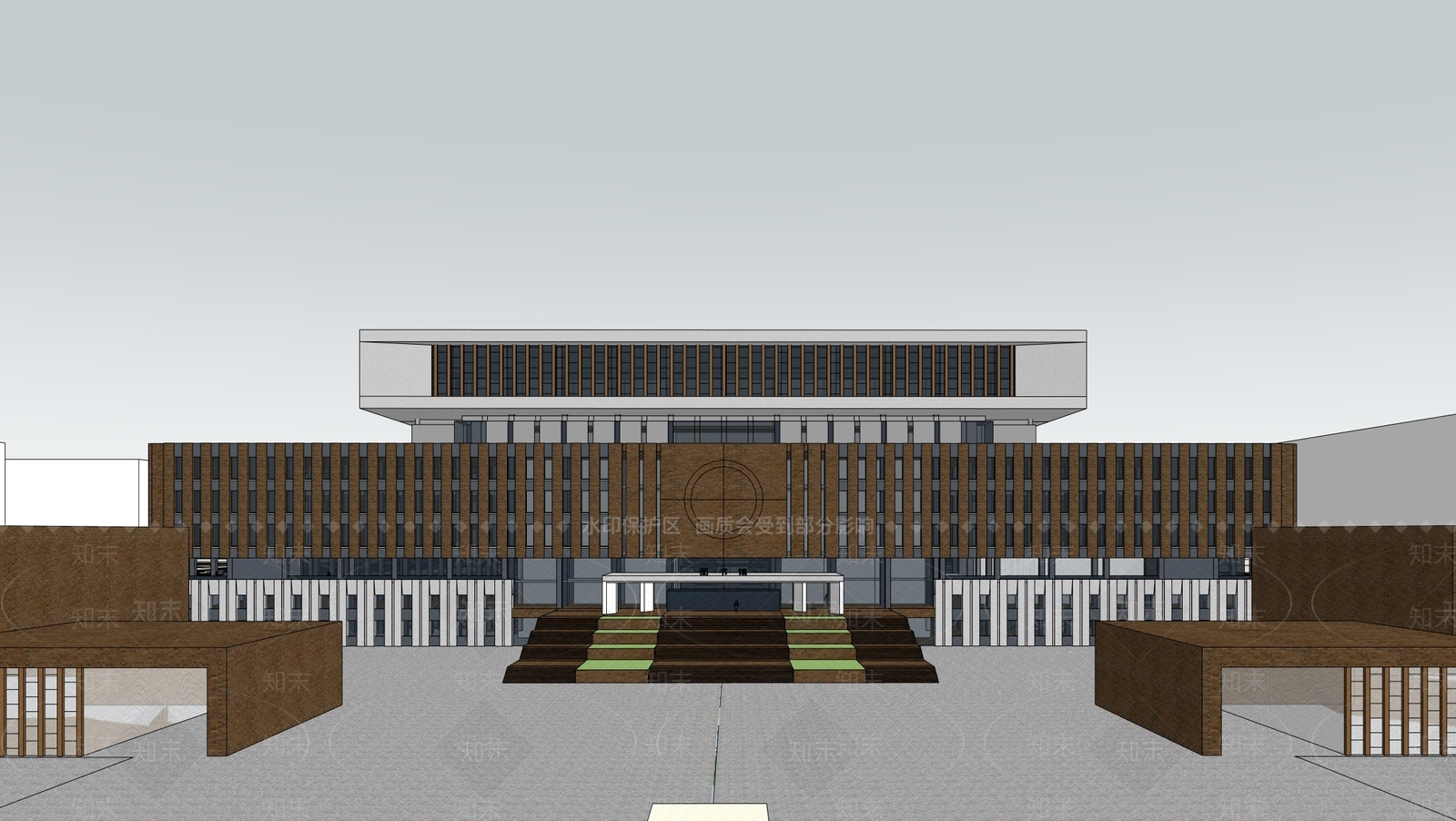 现代图书馆建筑SU模型下载【ID:1200745125】