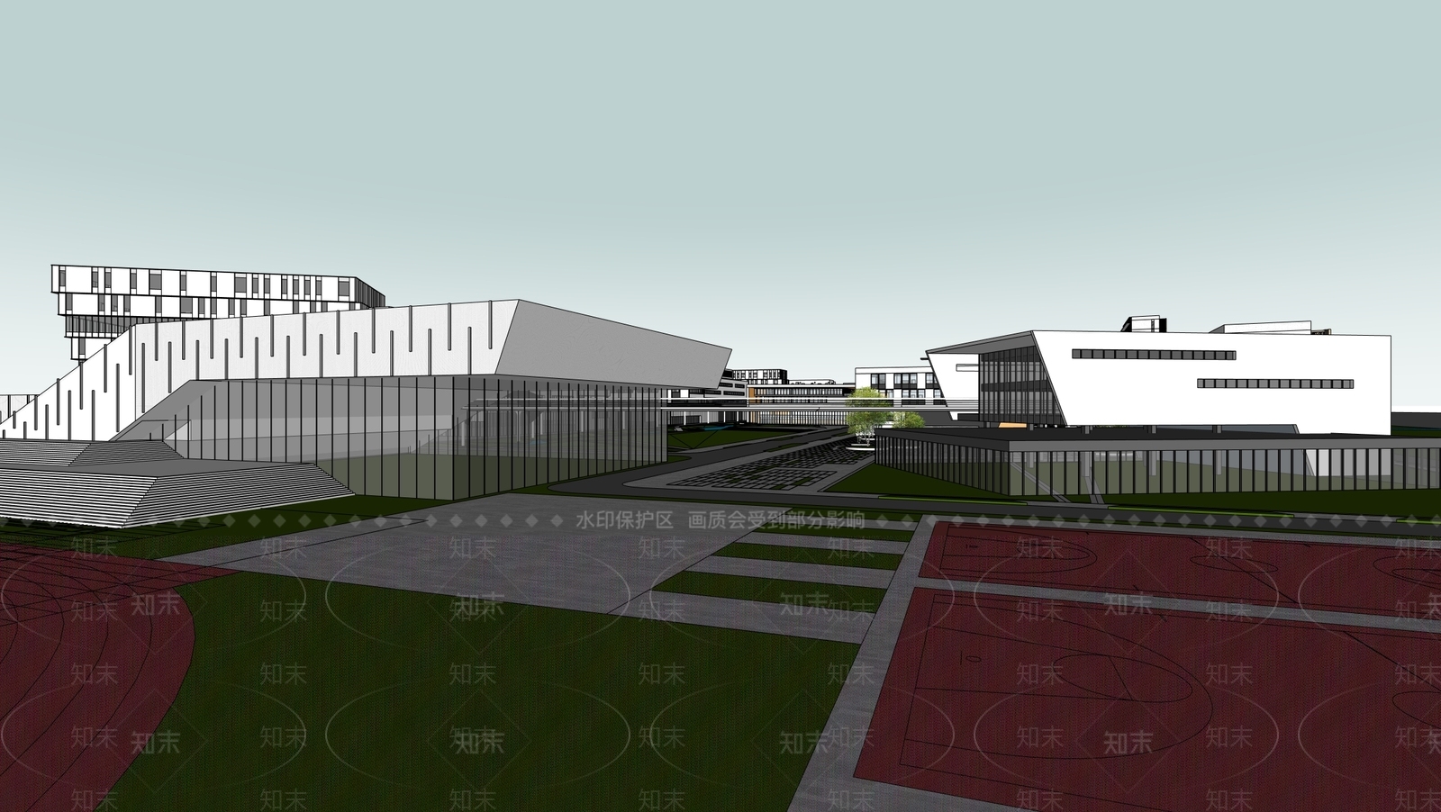 现代大学教学楼SU模型下载【ID:1200746794】