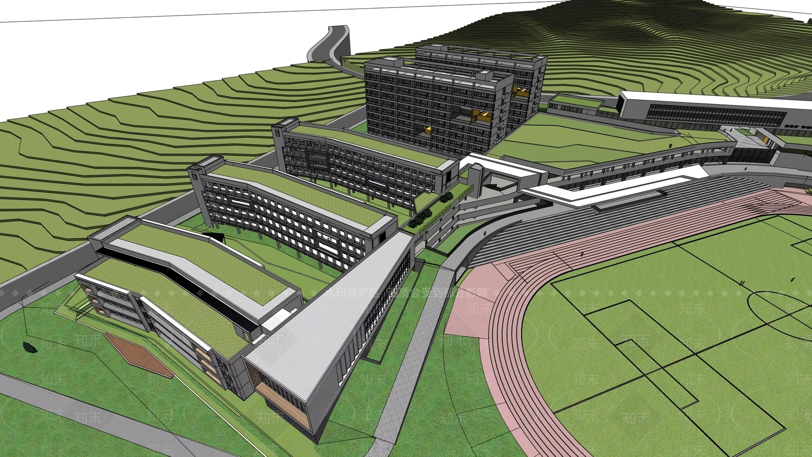 现代学校建筑SU模型下载【ID:1200746988】