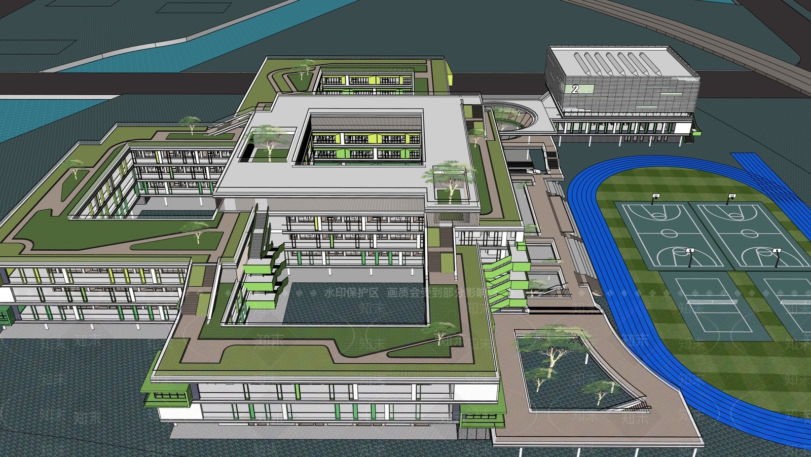 现代学校建筑SU模型下载【ID:1200747484】