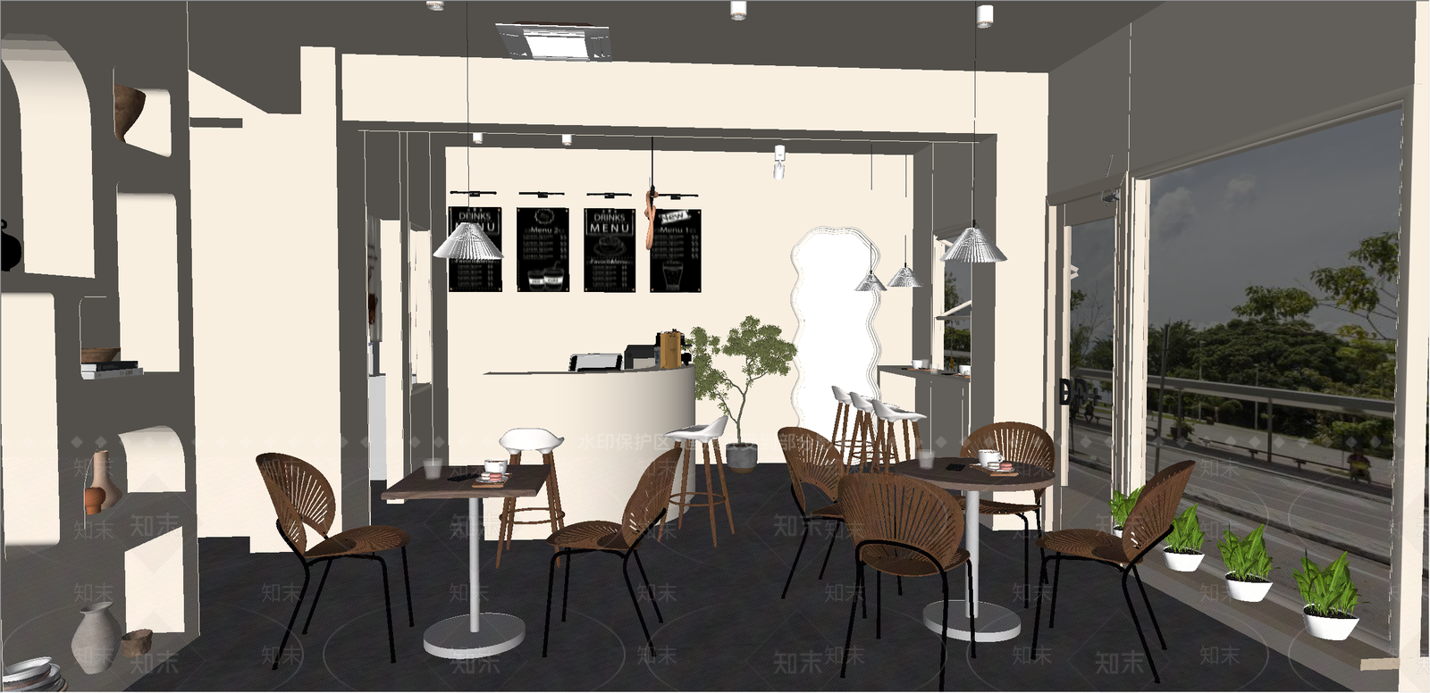 现代奶茶店SU模型下载【ID:1200751722】
