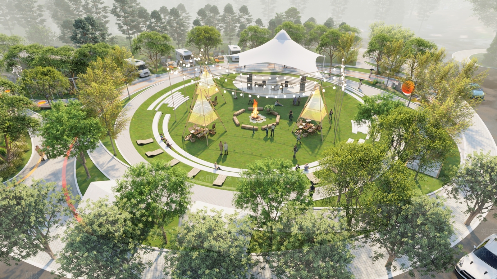 现代景观公园SU模型下载【ID:1200754081】