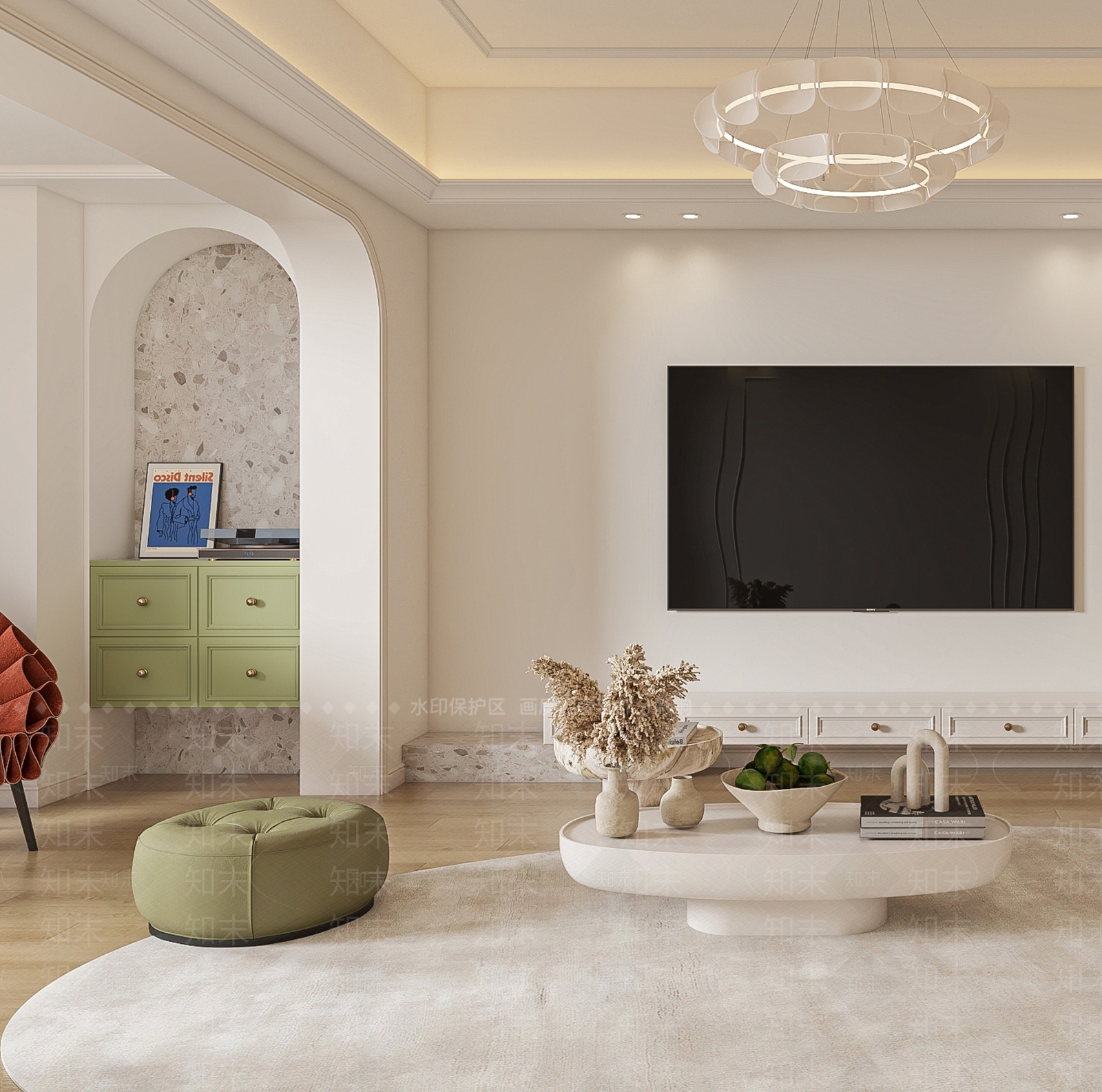 法式简约家居客厅3D模型下载【ID:1200769205】