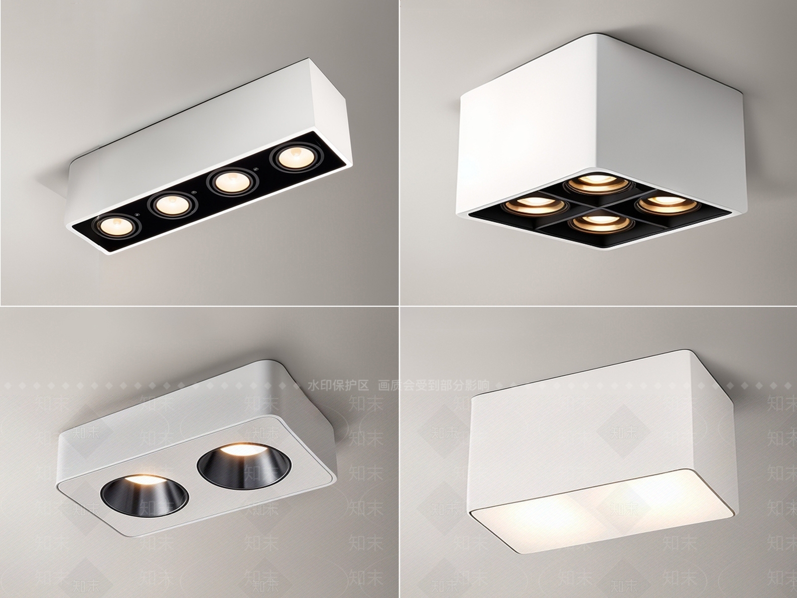 现代简约筒灯射灯组合3D模型下载【ID:1200776260】