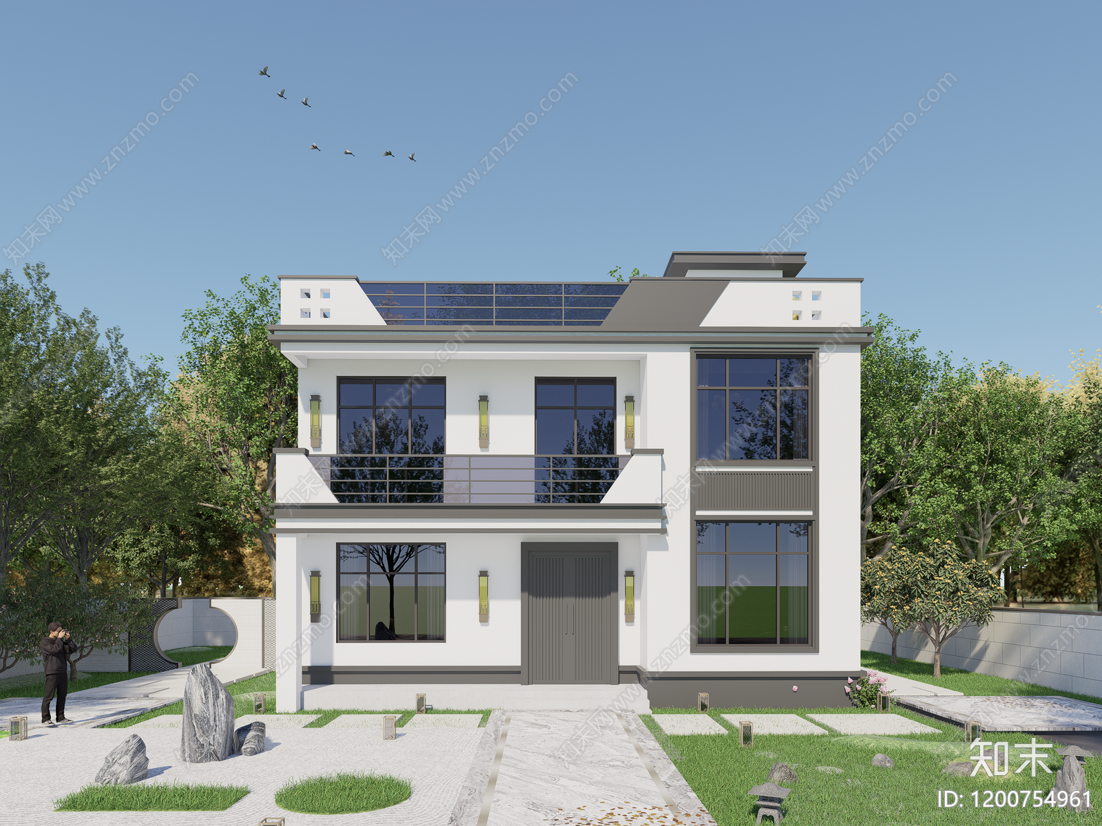 现代新中式别墅建筑施工图下载【ID:1200754961】