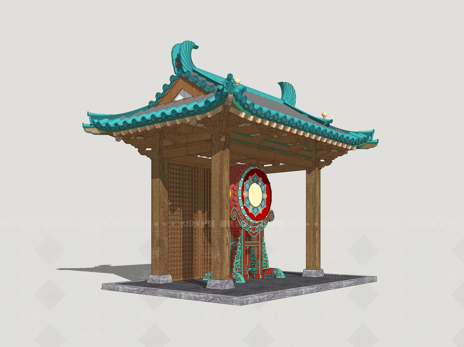新中式亭子SU模型下载【ID:1200758490】