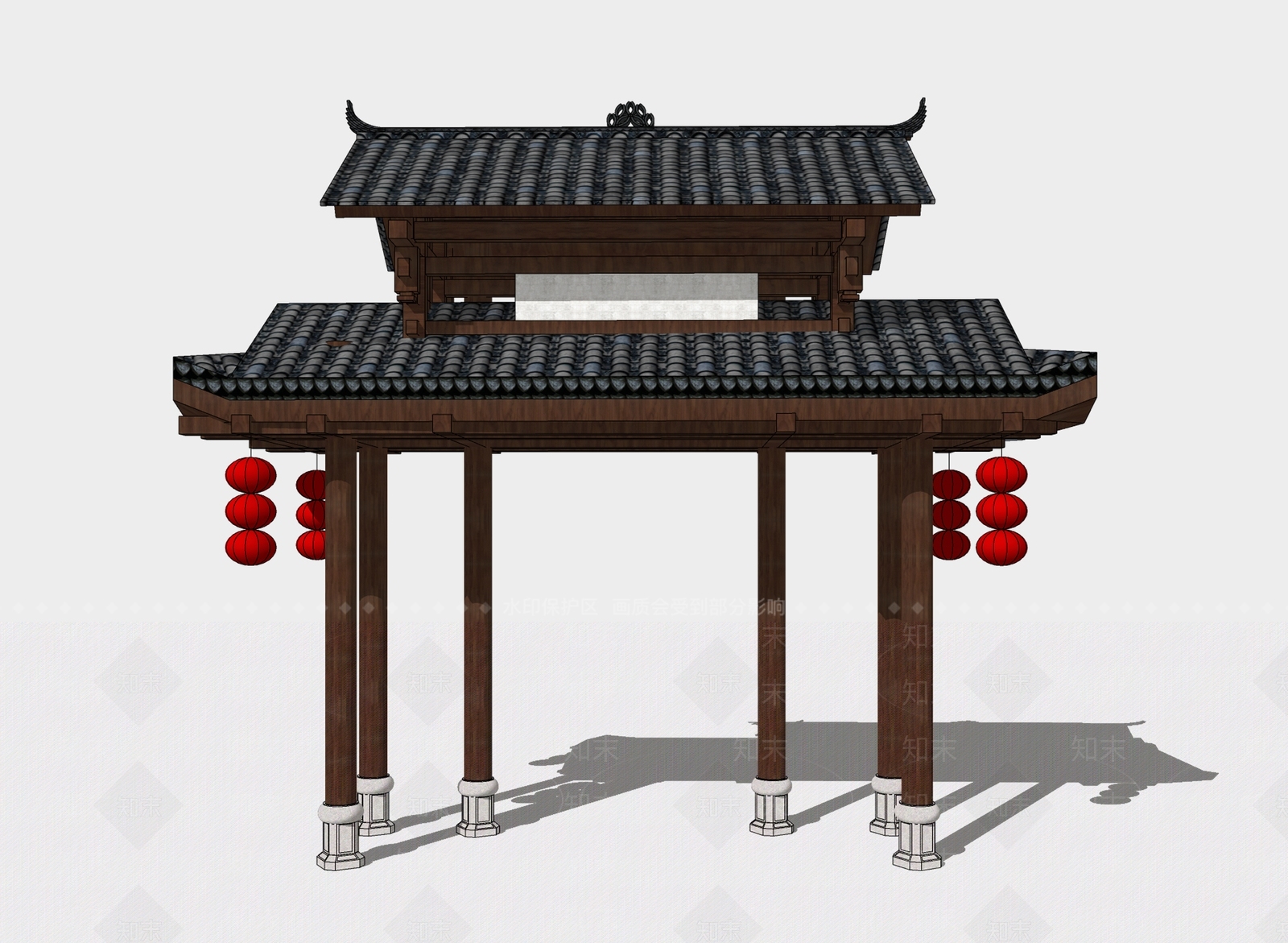 中式牌坊牌楼SU模型下载【ID:1200758404】