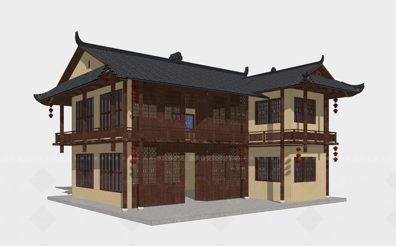 中式乡村民房SU模型下载【ID:1200758407】