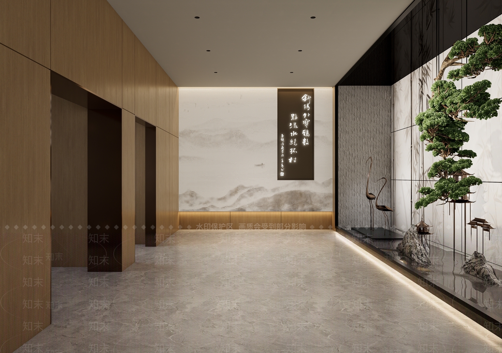 新中式酒店走廊SU模型下载【ID:1200764116】