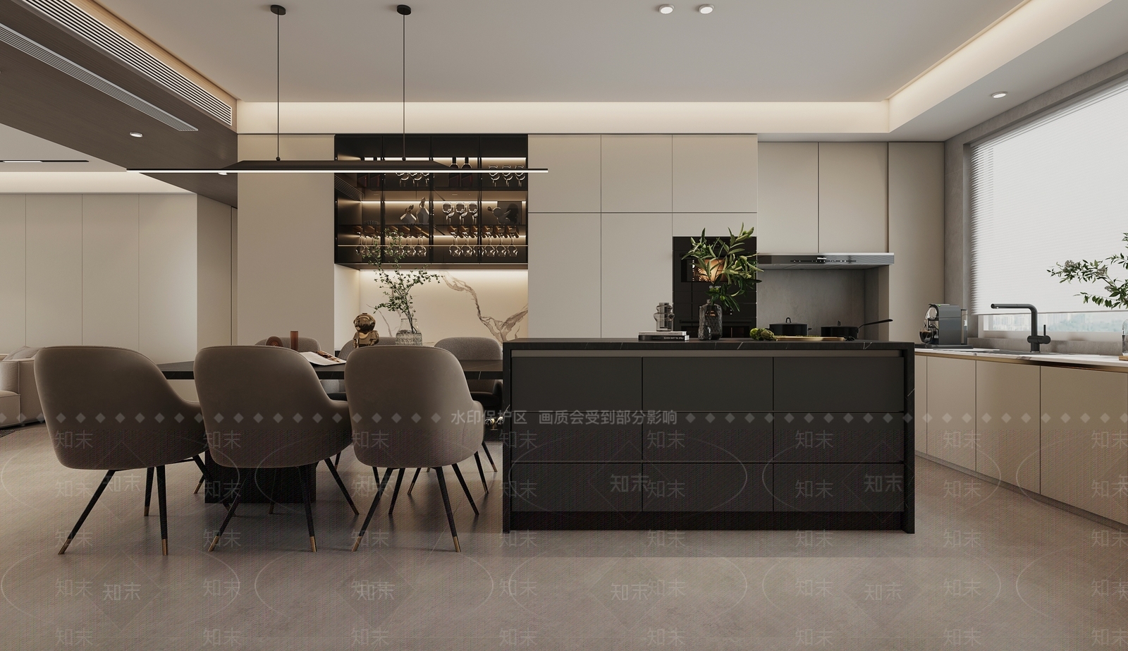 现代酒店餐厅3D模型下载【ID:1215186994】