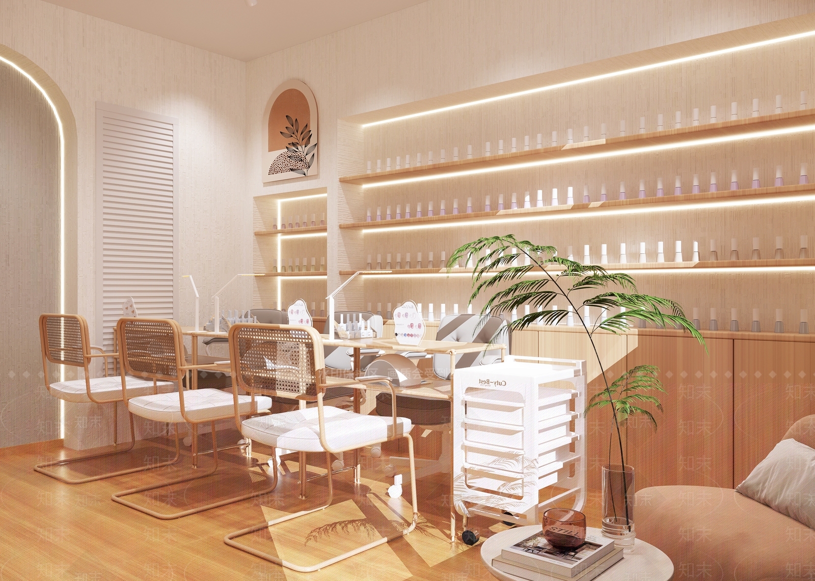 日式原木美甲店3D模型下载【ID:1200770664】